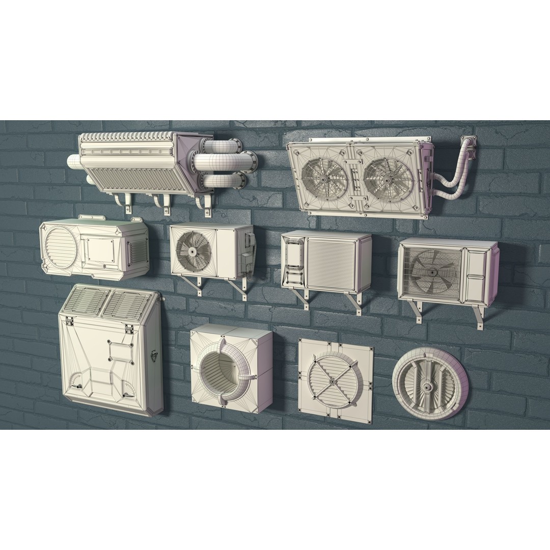 Air Conditioner 3D Model – Medium Poly PBR Asset, FBX, OBJ, Blender - View 3
