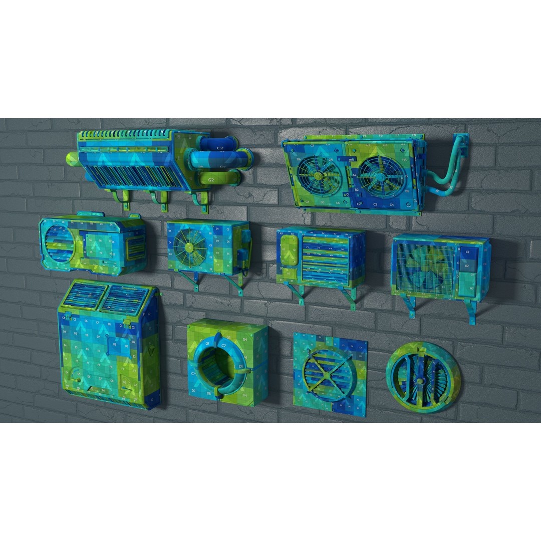 Air Conditioner 3D Model – Medium Poly PBR Asset, FBX, OBJ, Blender - View 4