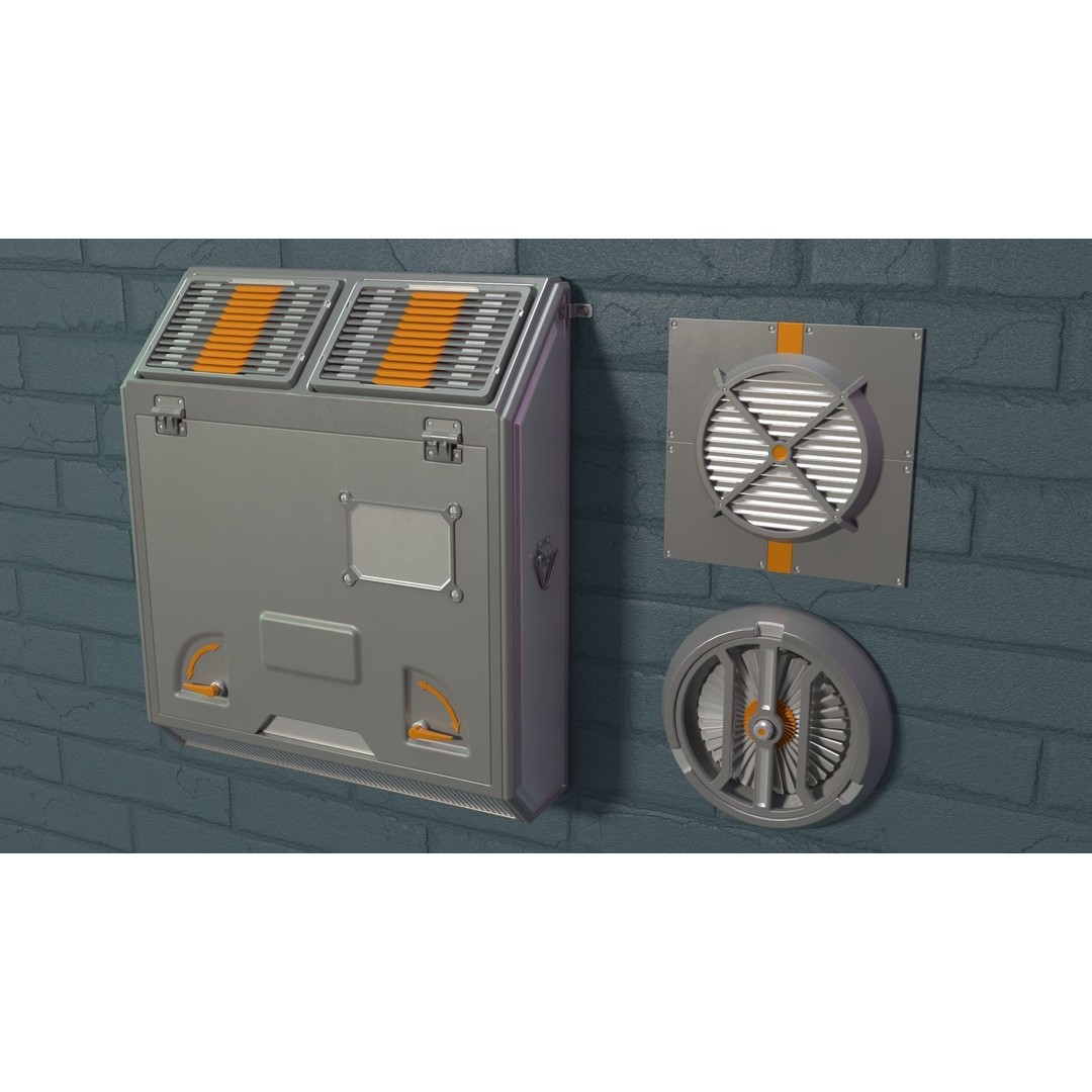 Air Conditioner 3D Model – Medium Poly PBR Asset, FBX, OBJ, Blender - View 6