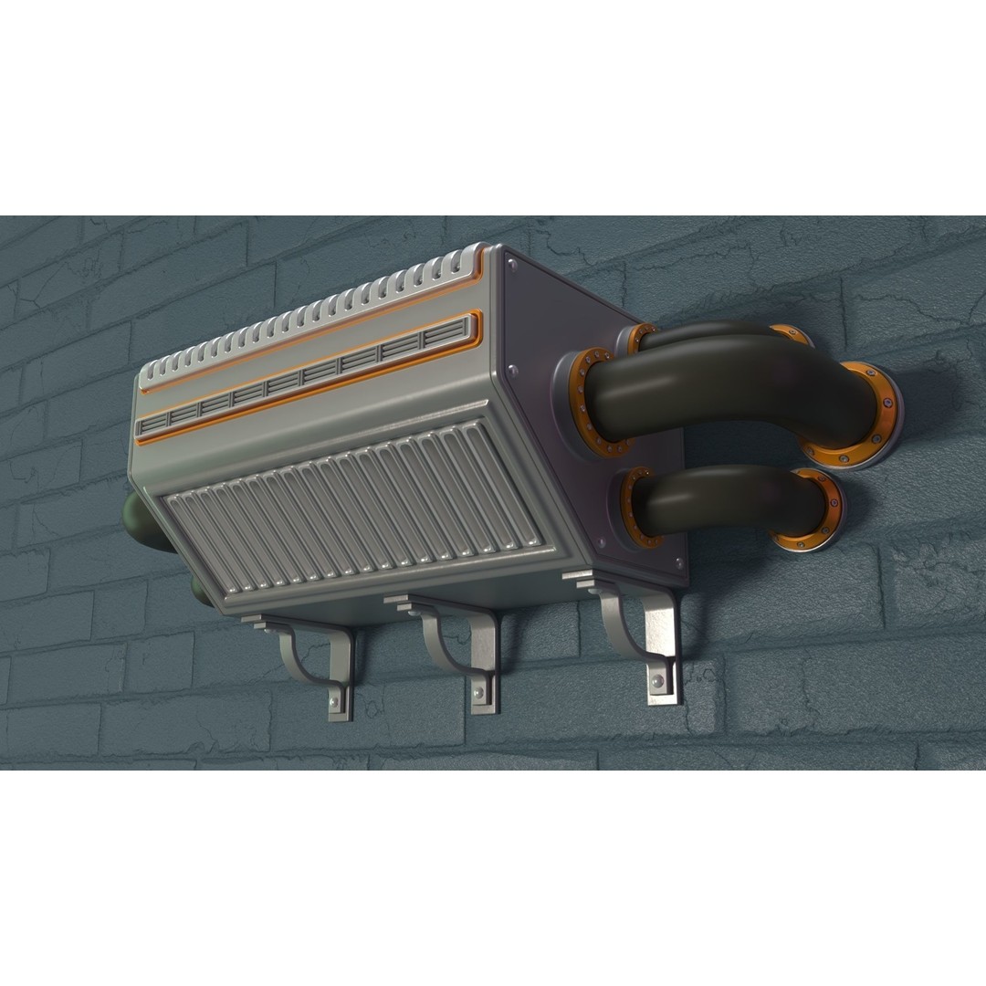 Air Conditioner 3D Model – Medium Poly PBR Asset, FBX, OBJ, Blender - View 9