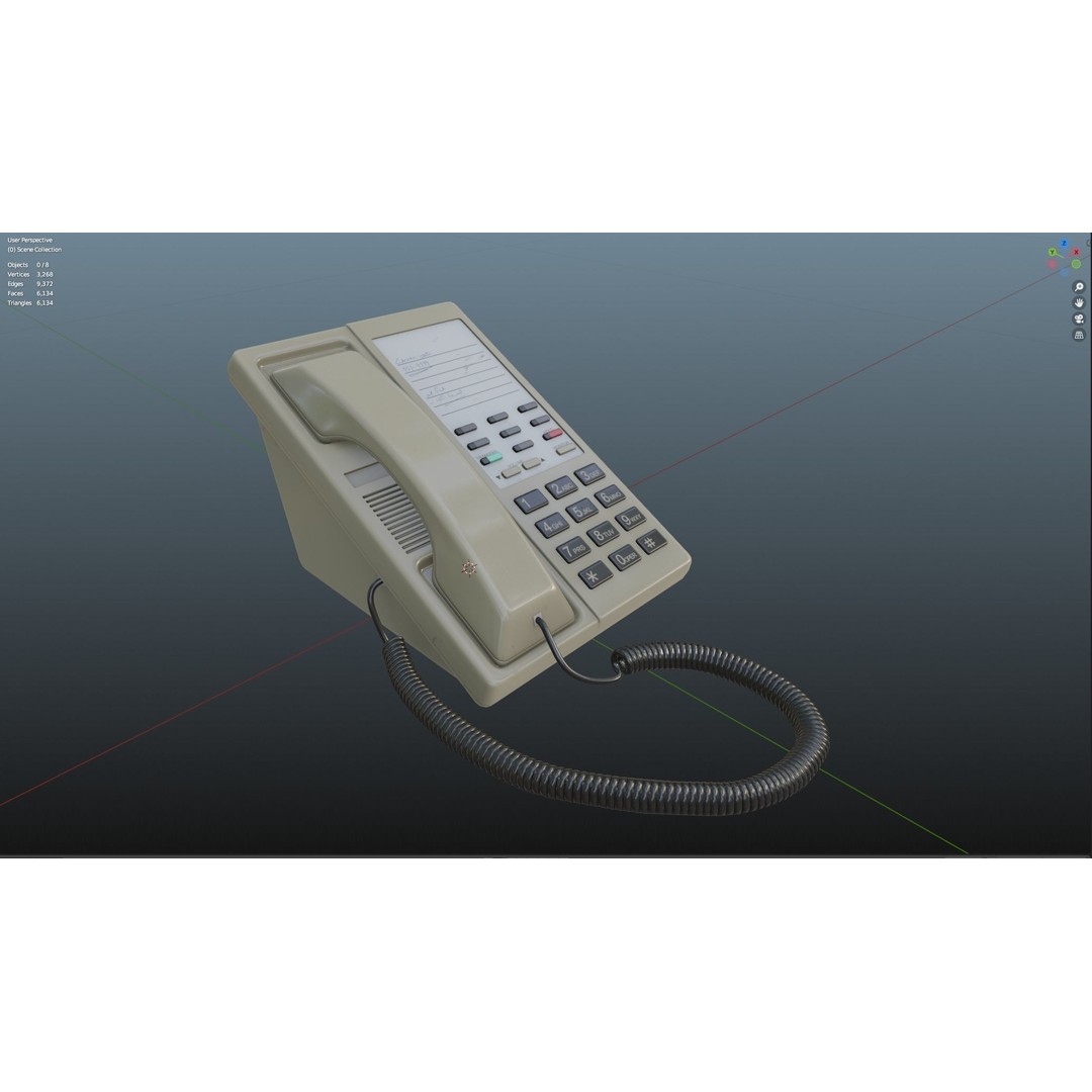 Basic Office Telephone 3D Model – Low Poly Game Ready Asset, FBX - View 12