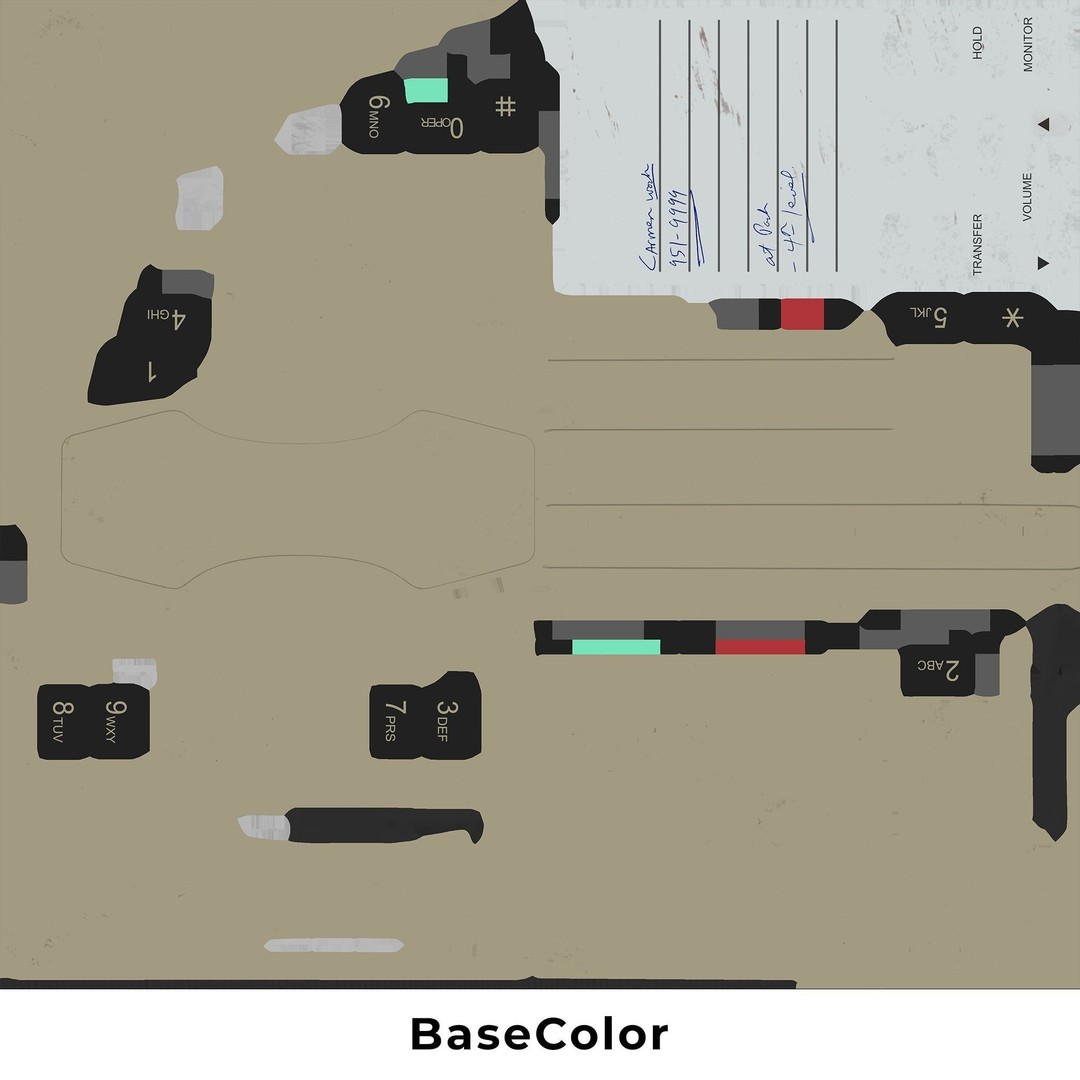 Basic Office Telephone 3D Model – Low Poly Game Ready Asset, FBX - View 17