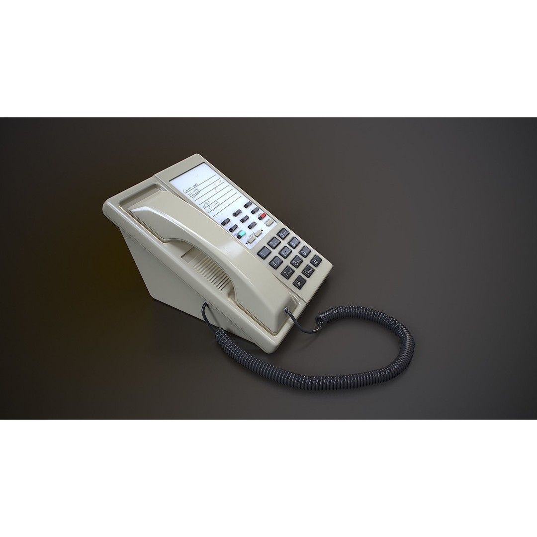 Basic Office Telephone 3D Model – Low Poly Game Ready Asset, FBX - View 3