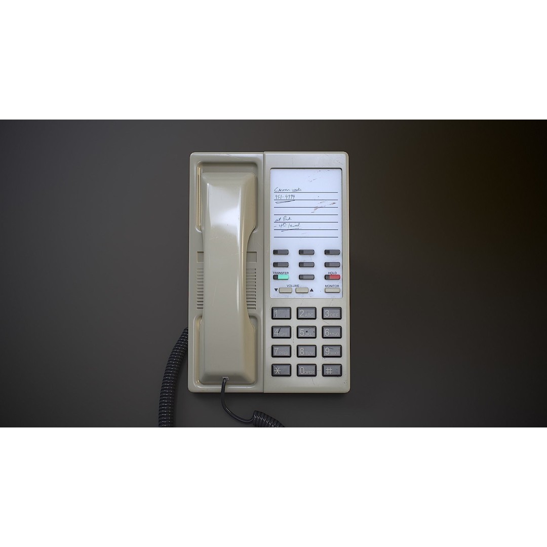 Basic Office Telephone 3D Model – Low Poly Game Ready Asset, FBX - View 4