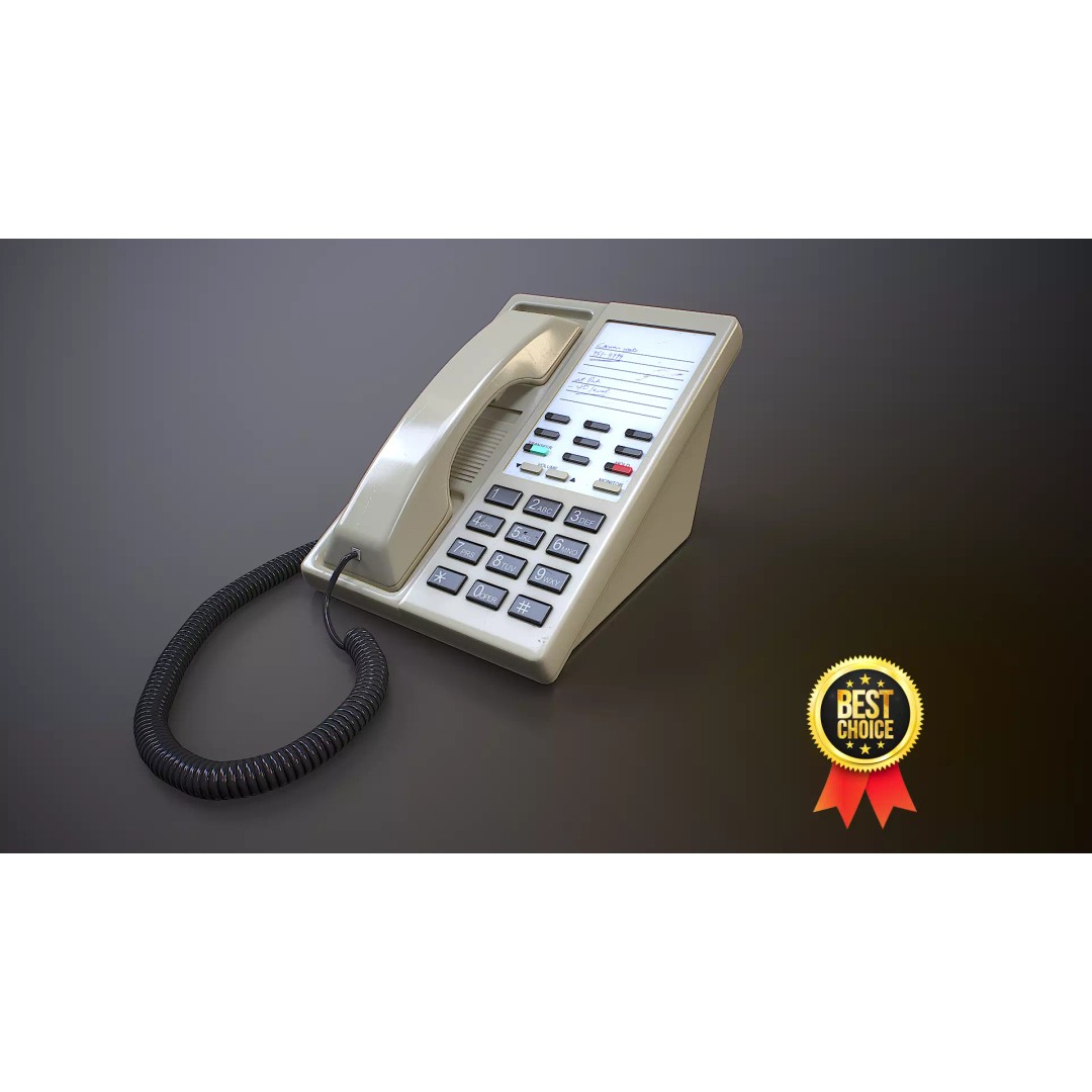 Basic Office Telephone 3D Model – Low Poly Game Ready Asset, FBX - View 5