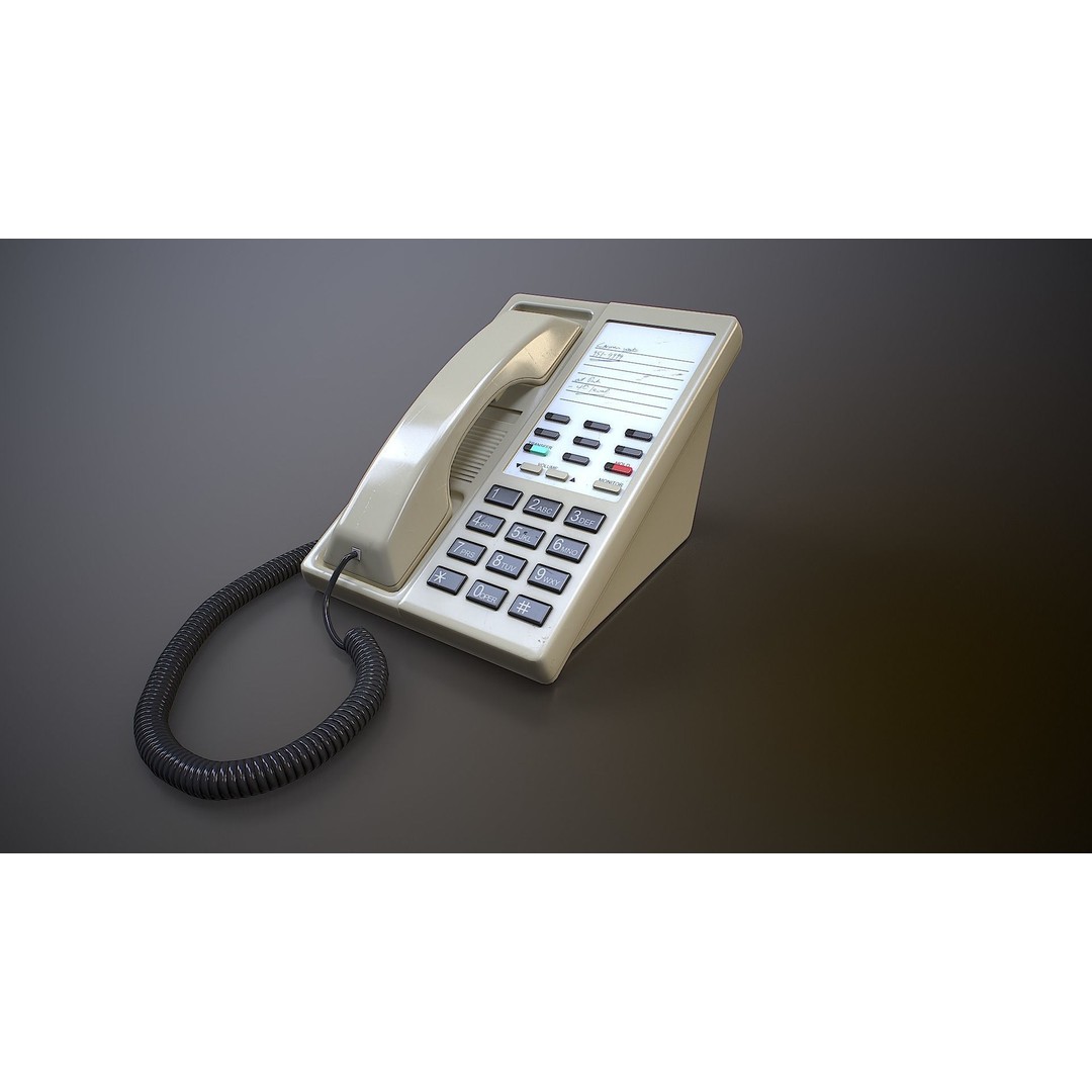 Basic Office Telephone 3D Model – Low Poly Game Ready Asset, FBX - View 8