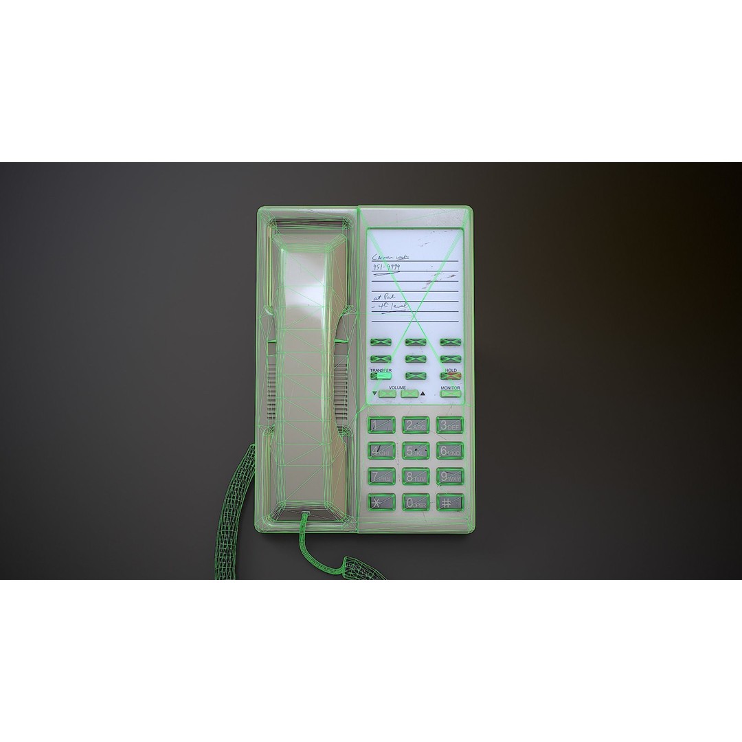 Basic Office Telephone 3D Model – Low Poly Game Ready Asset, FBX - View 9