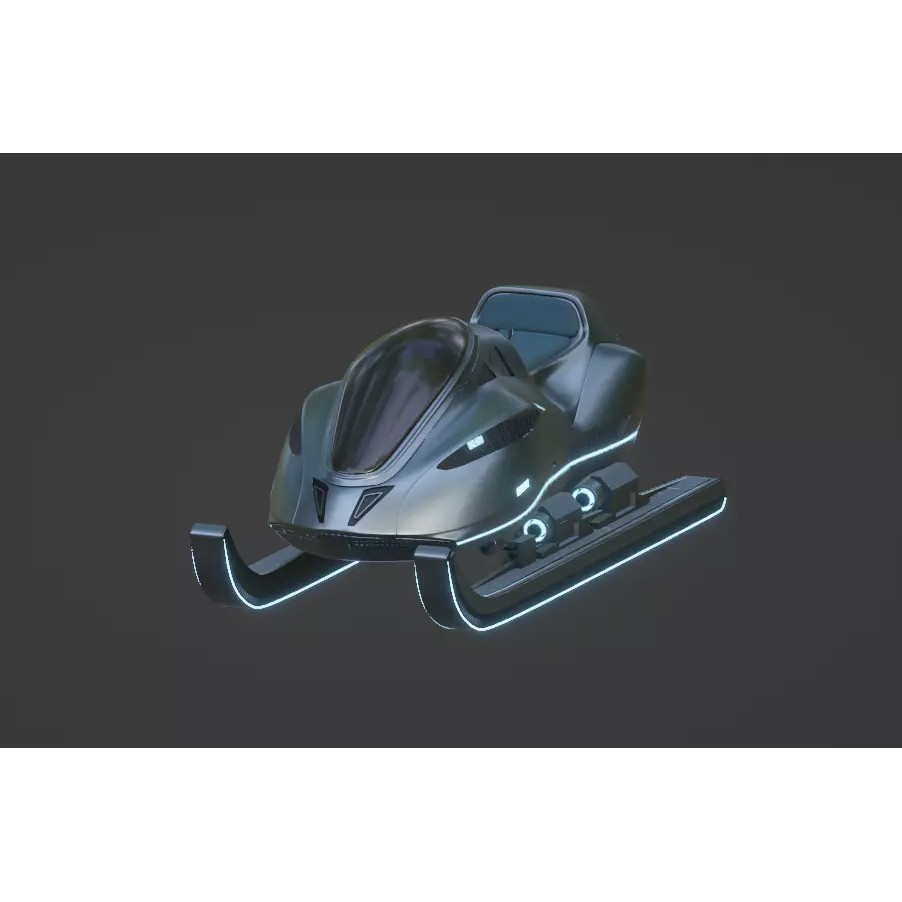 Futuristic Snow Sled 3D Model – Game Ready, PBR Textured, FBX - View 2