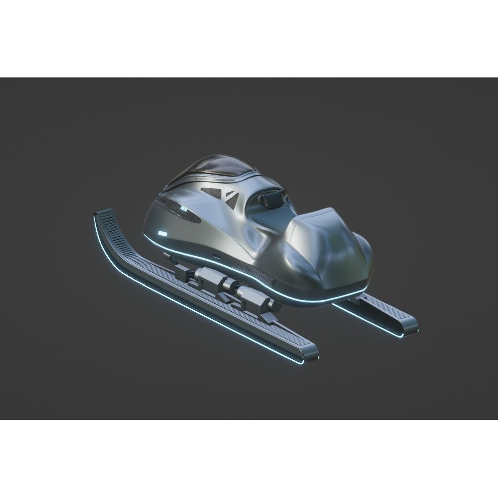 Futuristic Snow Sled 3D Model – Game Ready, PBR Textured, FBX - View 3