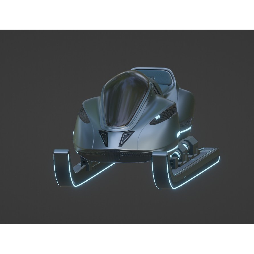 Futuristic Snow Sled 3D Model – Game Ready, PBR Textured, FBX - View 5