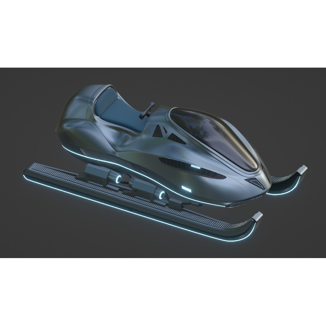 Futuristic Snow Sled 3D Model – Game Ready, PBR Textured, FBX - View 6