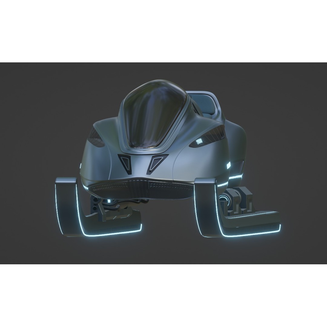 Futuristic Snow Sled 3D Model – Game Ready, PBR Textured, FBX - View 8