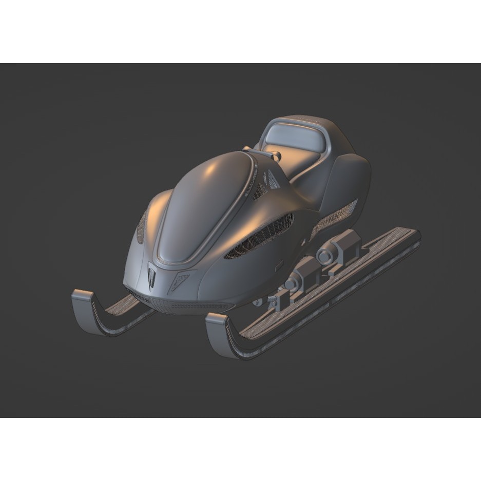 Futuristic Snow Sled 3D Model – Game Ready, PBR Textured, FBX - View 9