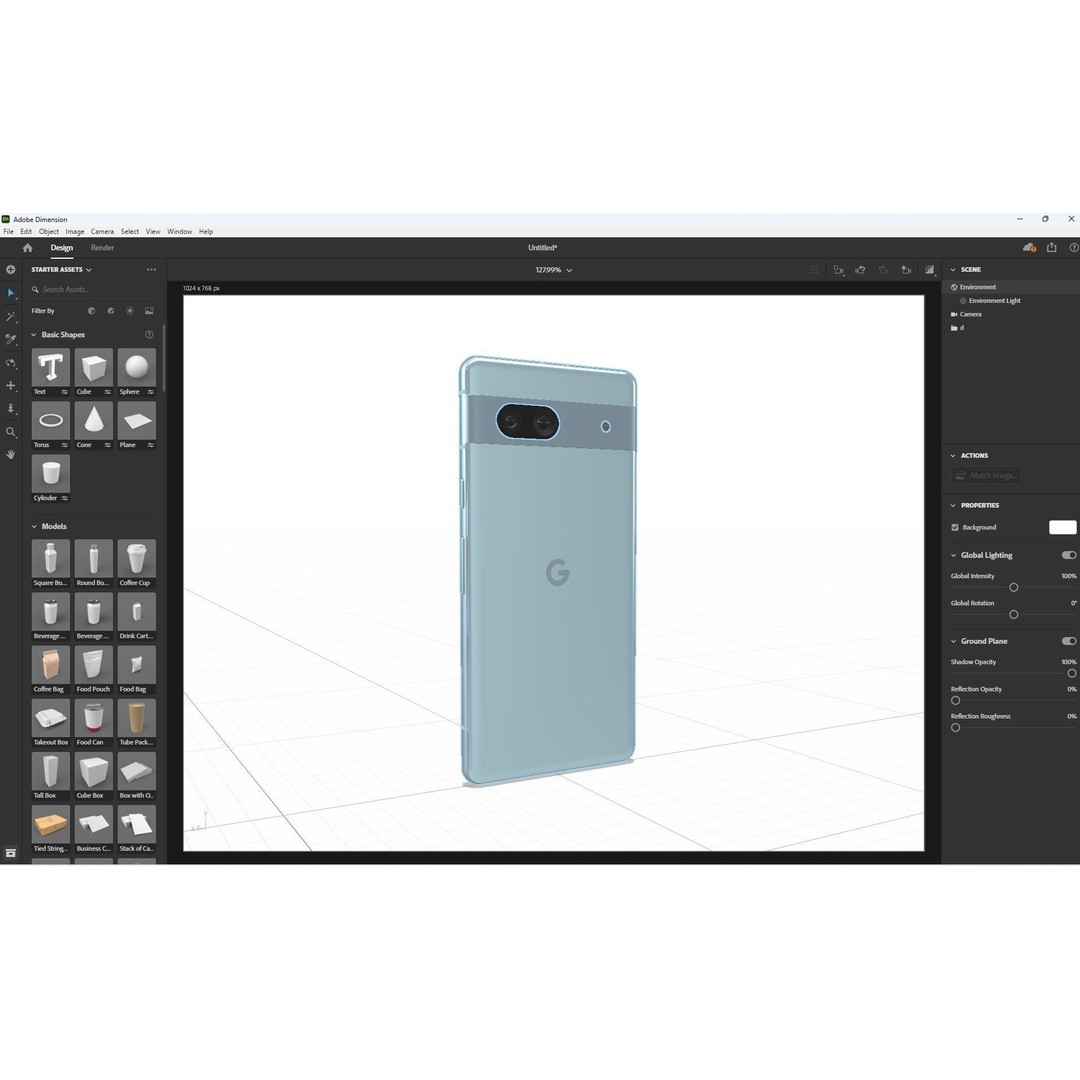 Google Pixel 7a Sea 3D Model – Low Poly Phone Asset, FBX, OBJ - View 28