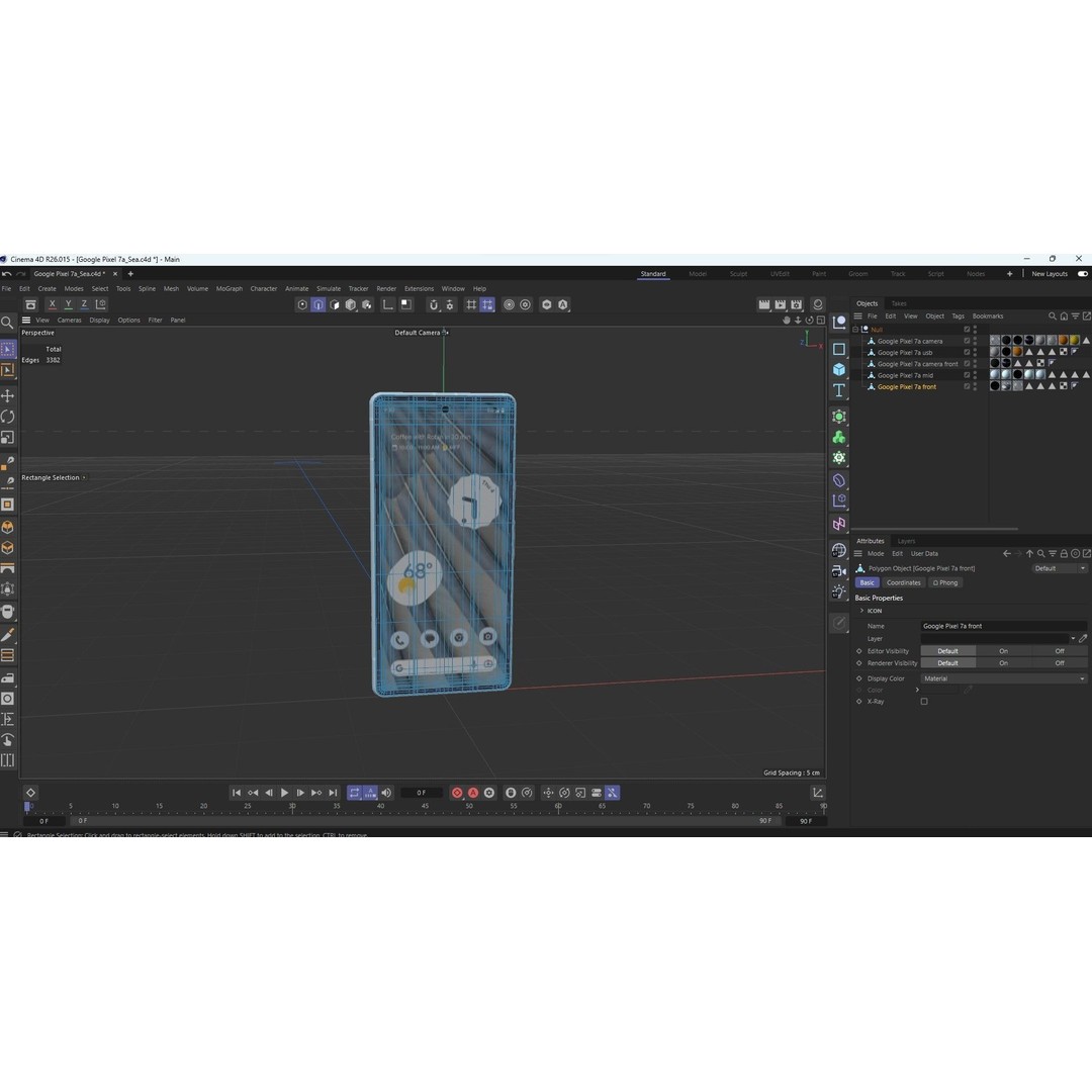 Google Pixel 7a Sea 3D Model – Low Poly Phone Asset, FBX, OBJ - View 31