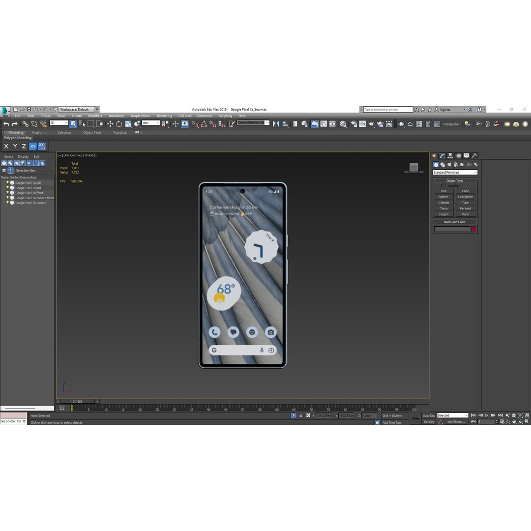 Google Pixel 7a Sea 3D Model – Low Poly Phone Asset, FBX, OBJ - View 37