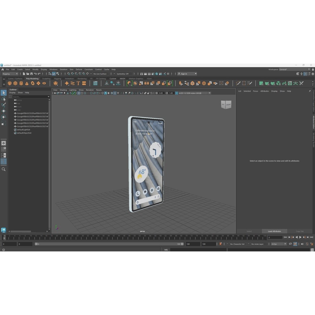 Google Pixel 7a Sea 3D Model – Low Poly Phone Asset, FBX, OBJ - View 38
