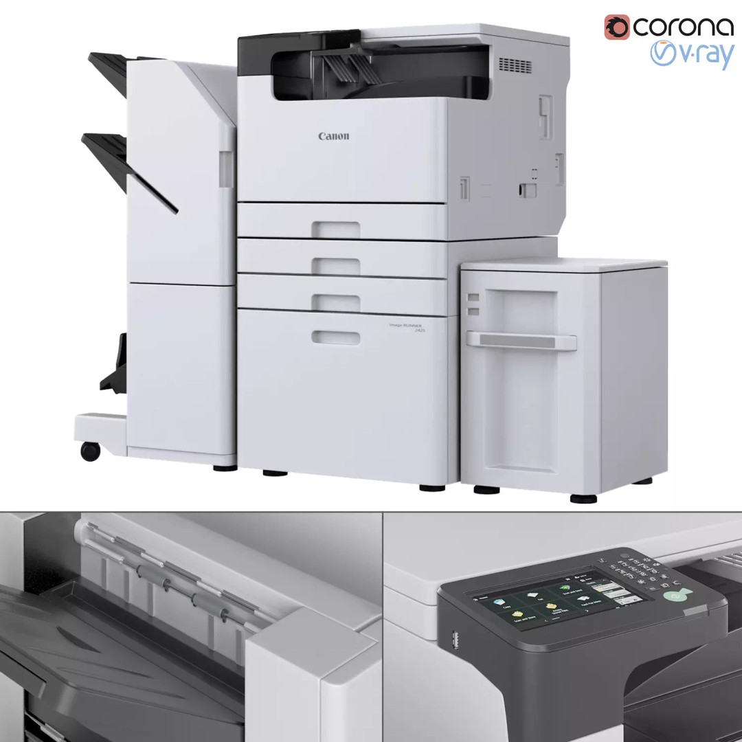 Canon imageRUNNER Series Printer 3D Model – High-Quality Polygon Mesh, FBX/OBJ - View 2