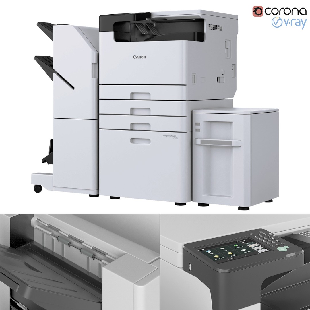 Canon imageRUNNER Series Printer 3D Model – High-Quality Polygon Mesh, FBX/OBJ - View 3