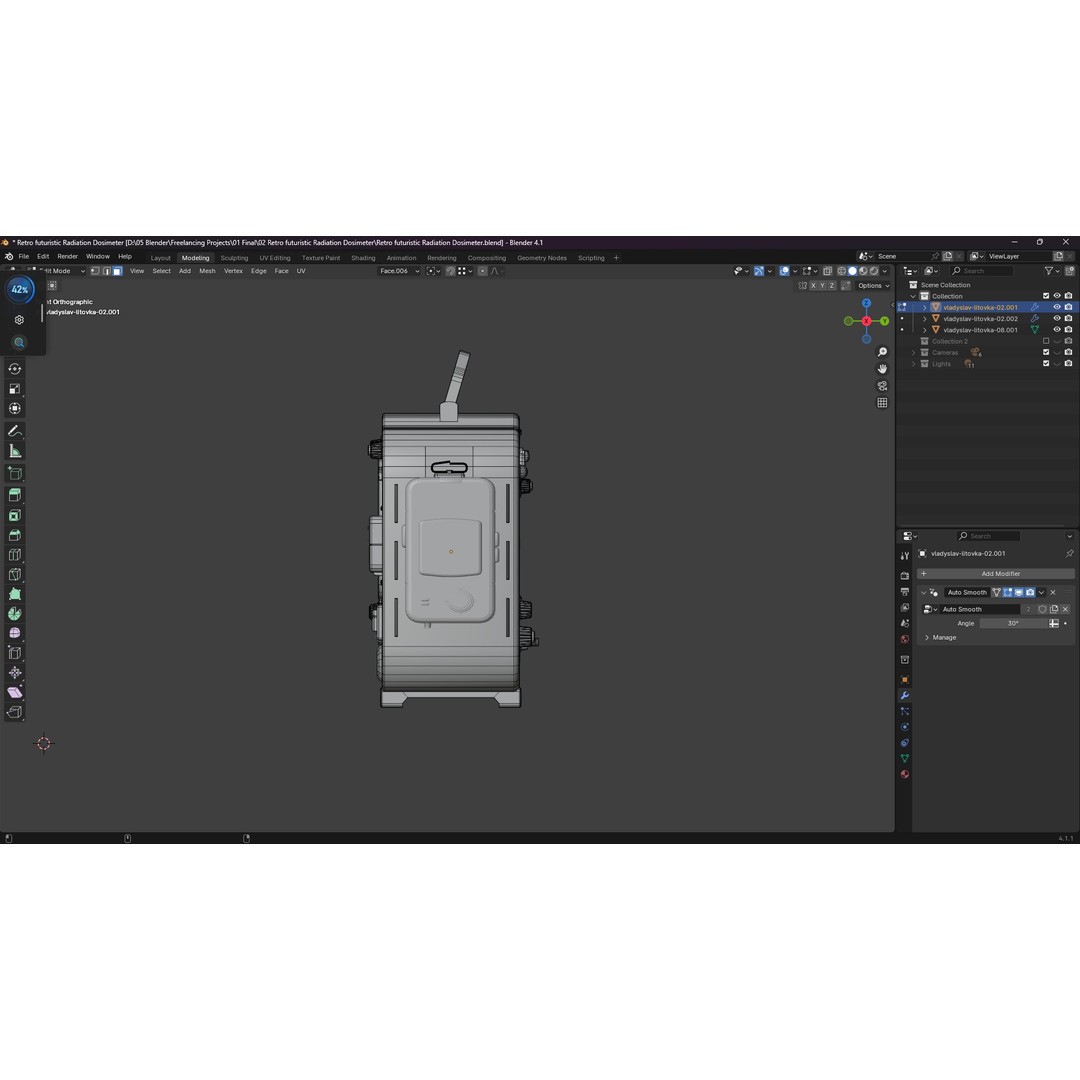 Retro Futuristic Radiation Dosimeter 3D Model – Blender PBR Asset, Game Ready