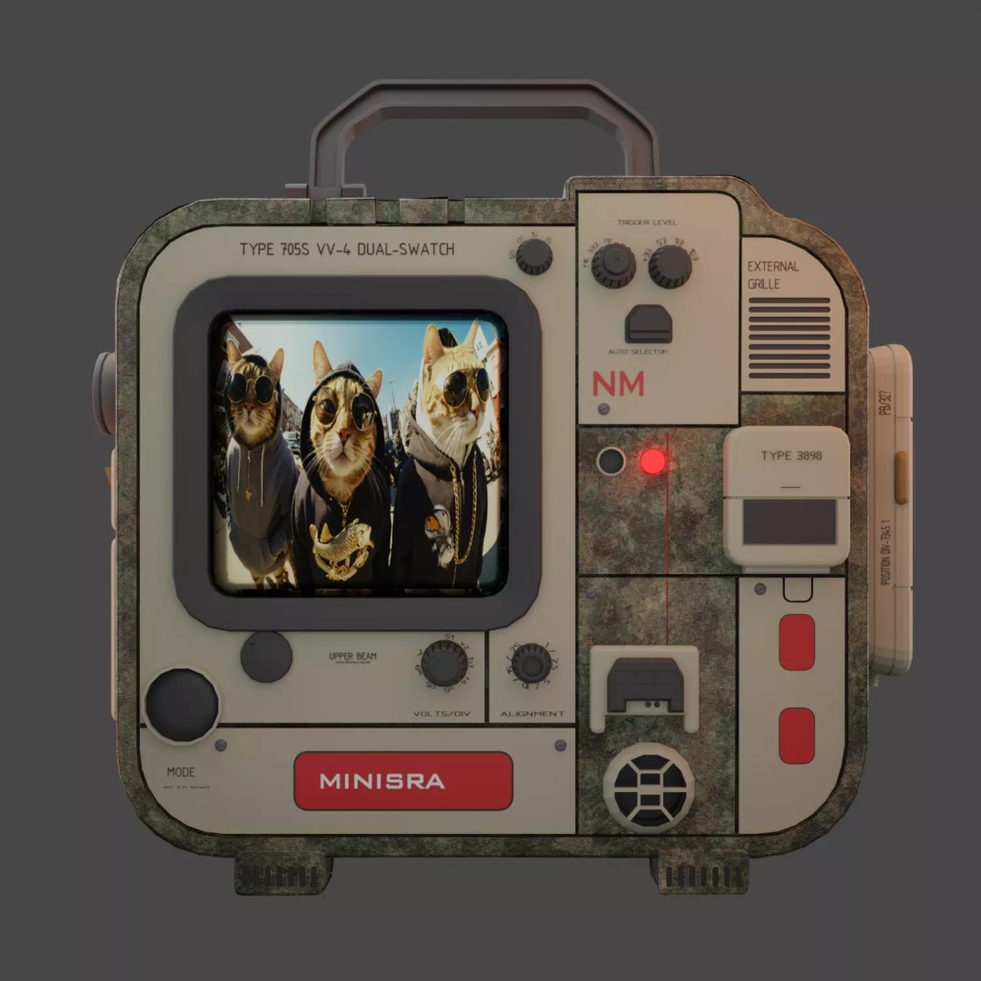 Retro Futuristic Radiation Dosimeter 3D Model – Blender PBR Asset, Game Ready - View 2