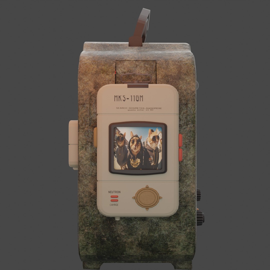 Retro Futuristic Radiation Dosimeter 3D Model – Blender PBR Asset, Game Ready - View 4