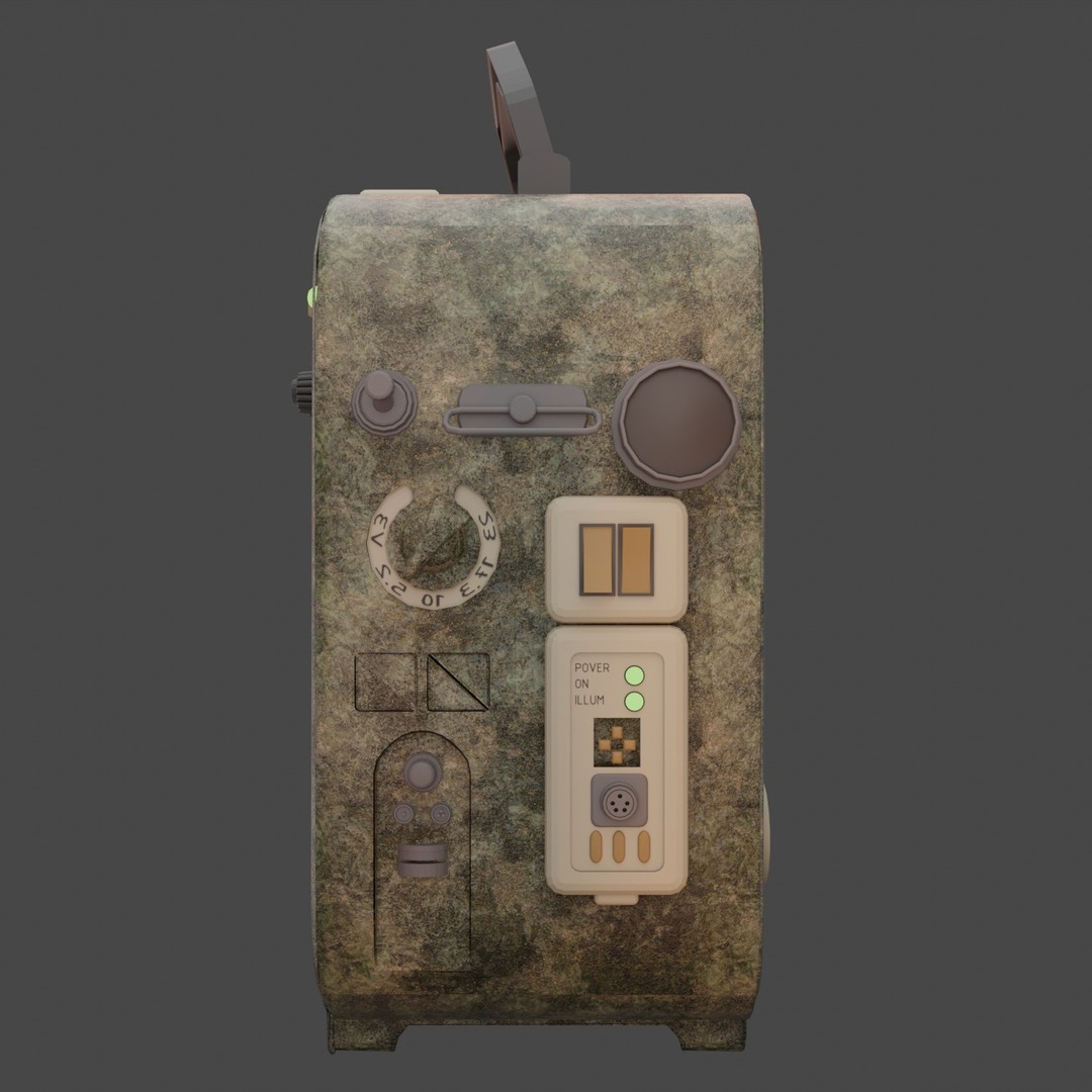 Retro Futuristic Radiation Dosimeter 3D Model – Blender PBR Asset, Game Ready - View 5