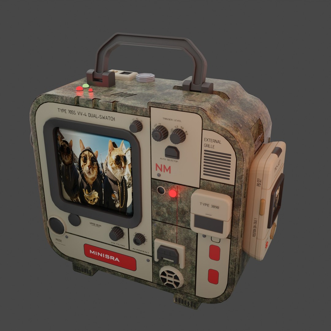 Retro Futuristic Radiation Dosimeter 3D Model – Blender PBR Asset, Game Ready - View 6