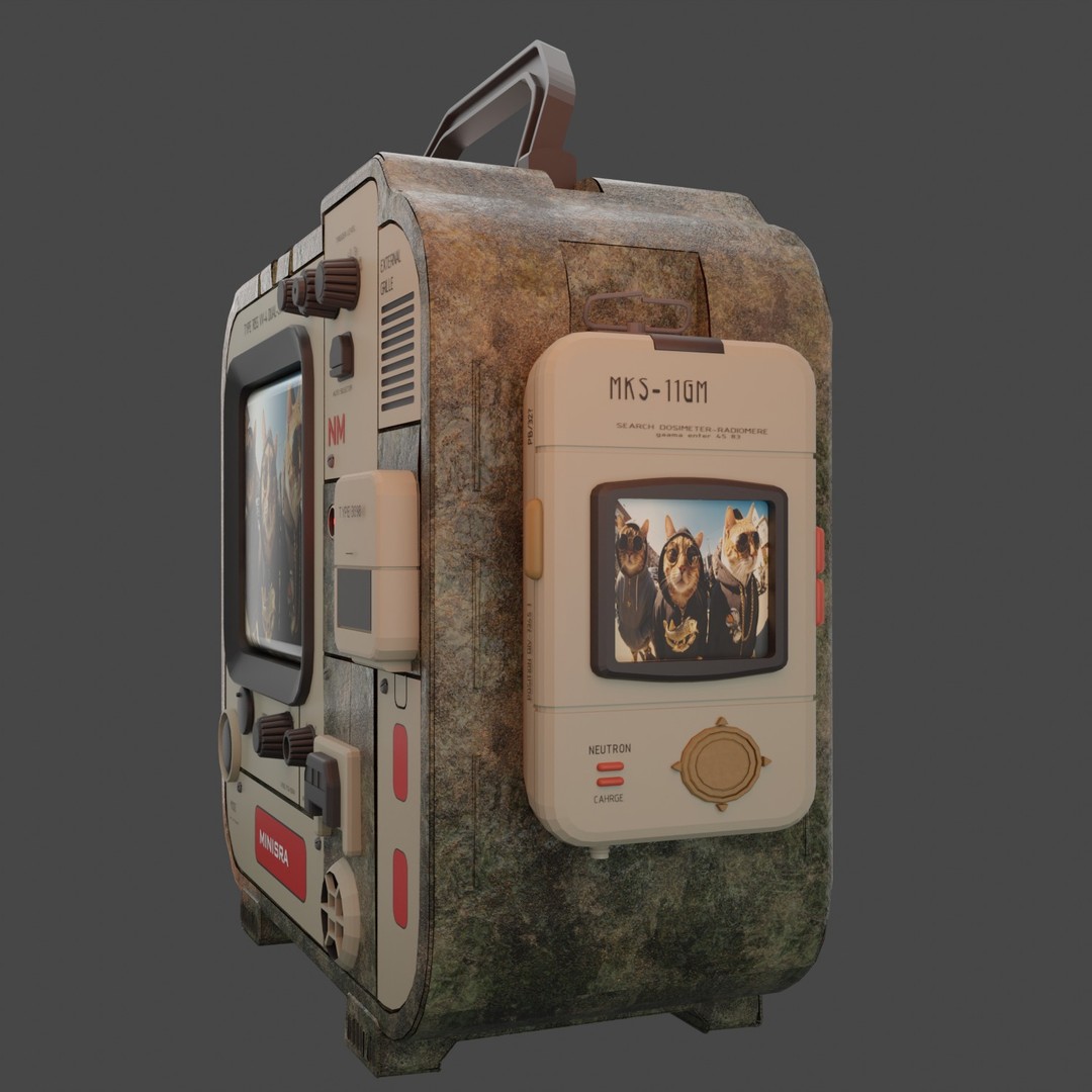 Retro Futuristic Radiation Dosimeter 3D Model – Blender PBR Asset, Game Ready - View 7