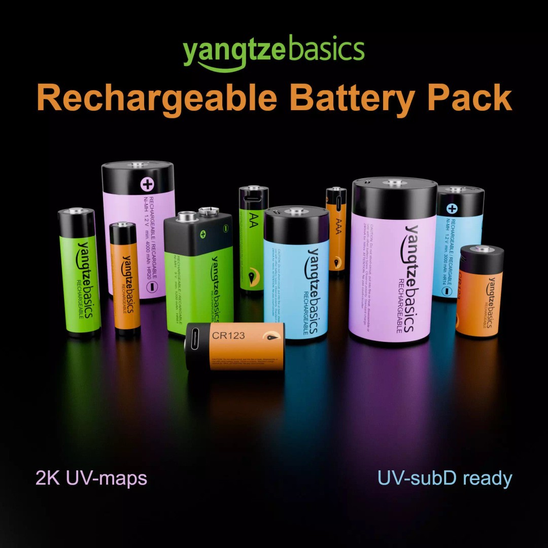 Rechargeable Battery 3D Model – Low Poly Game Asset, FBX, PBR - View 2