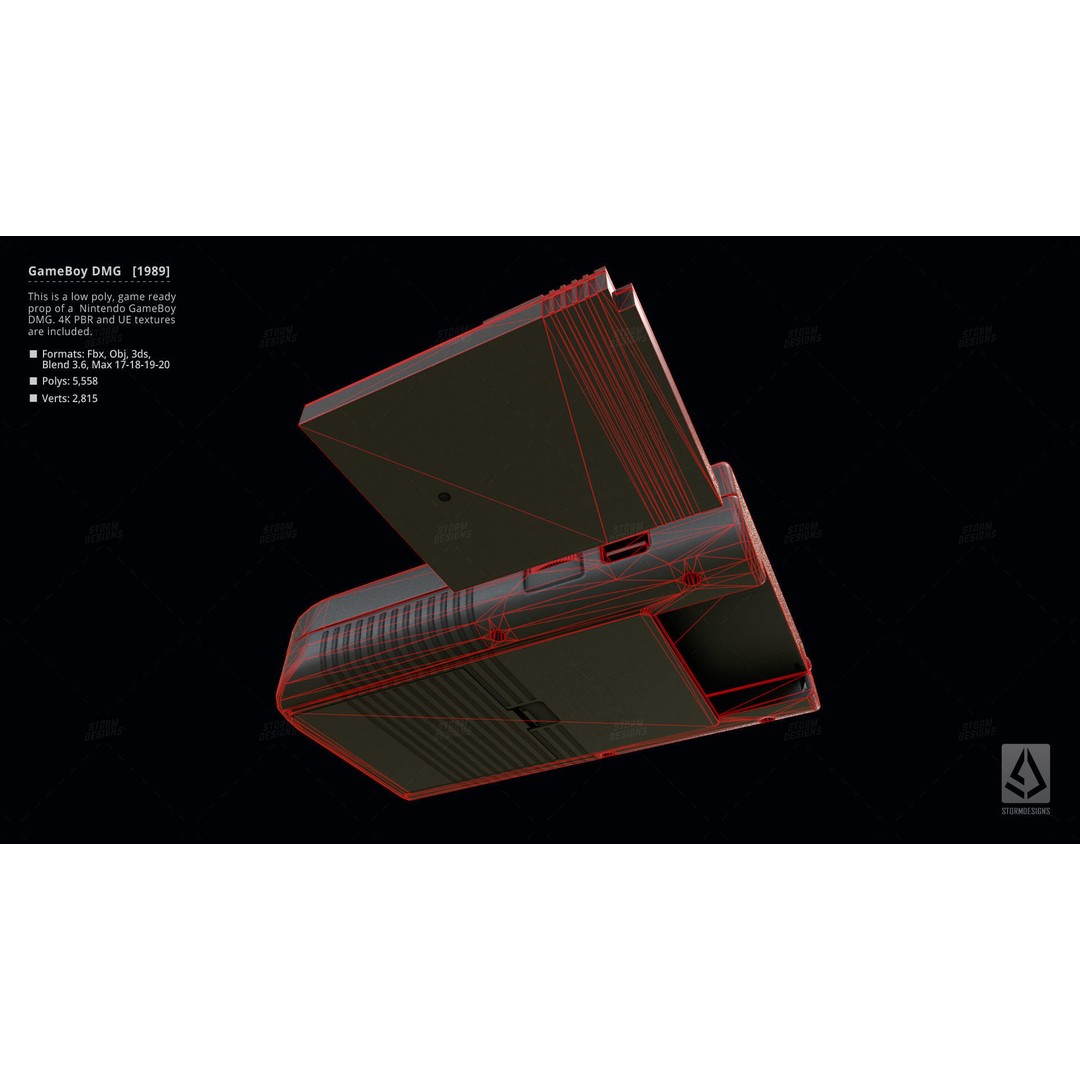Game Boy DMG 1989 3D Model – Low Poly PBR Game Asset, FBX - View 10