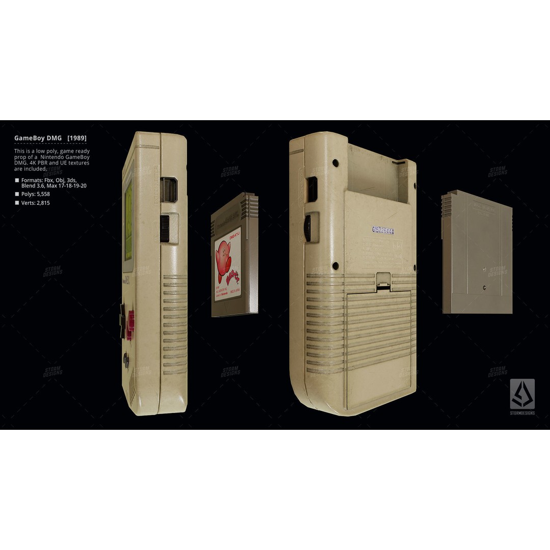 Game Boy DMG 1989 3D Model – Low Poly PBR Game Asset, FBX - View 4
