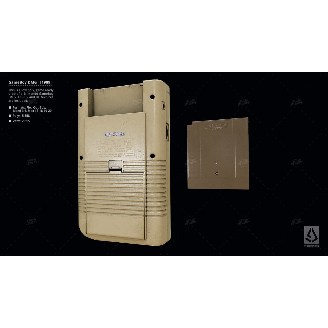 Game Boy DMG 1989 3D Model – Low Poly PBR Game Asset, FBX - View 5