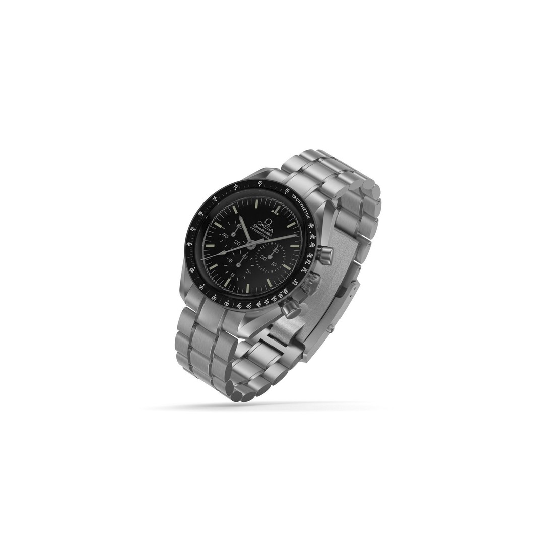 Omega Speedmaster Professional Moonwatch 3D Model – High Quality PBR Asset, FBX, OBJ - View 3