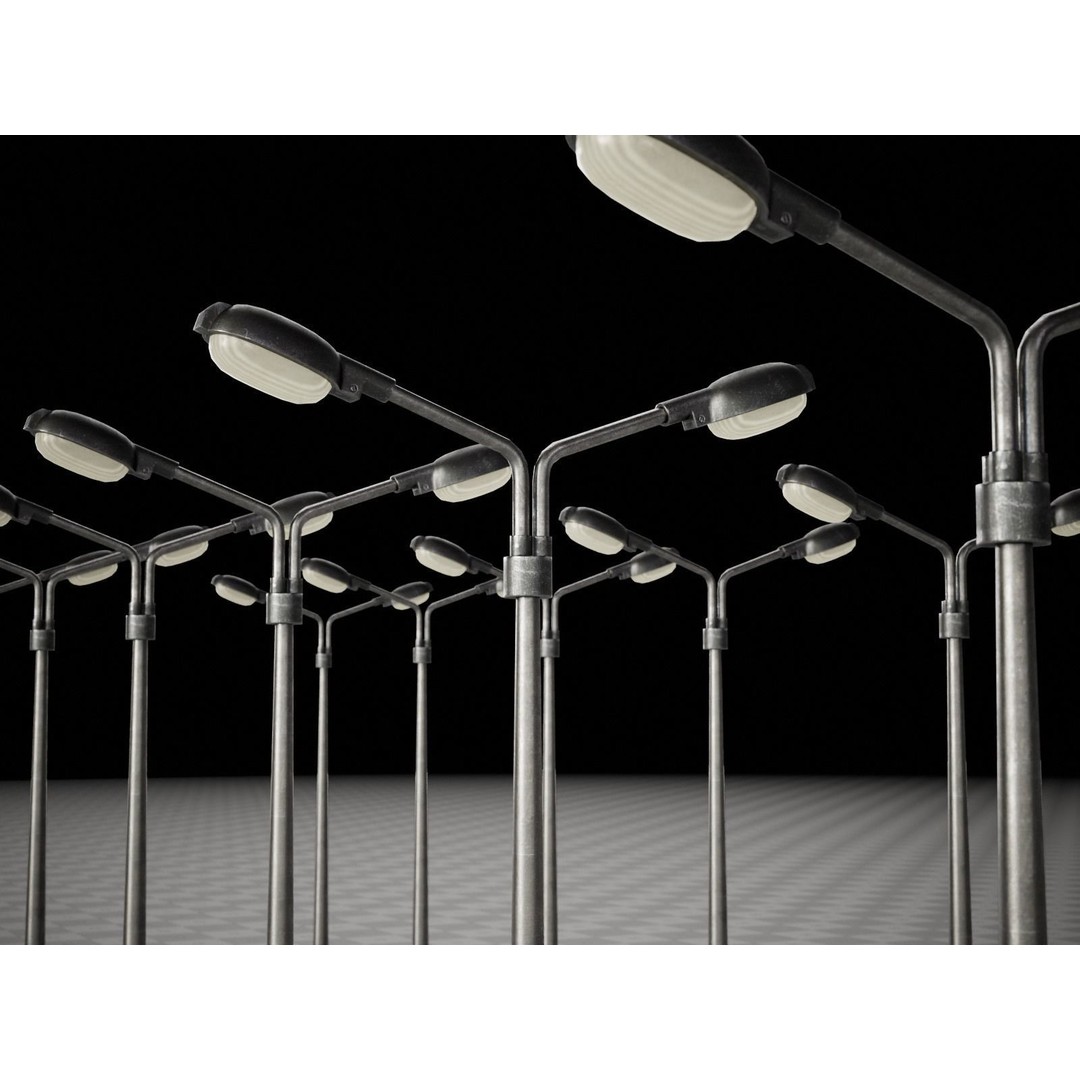 Street Light Poles and Spotlights 3D Model – Low Poly, PBR, FBX - View 11