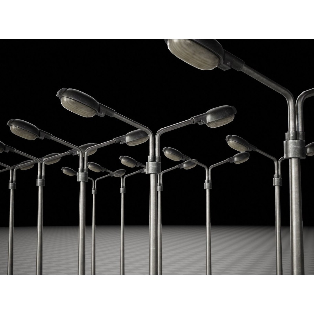 Street Light Poles and Spotlights 3D Model – Low Poly, PBR, FBX - View 12