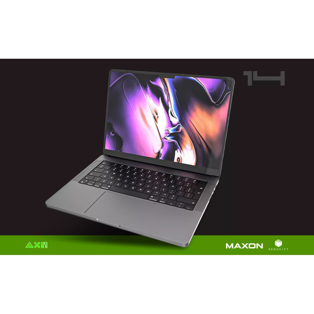Apple MacBook Pro 14 3D Model – High Poly Rigged Asset, PBR, FBX, OBJ - View 2