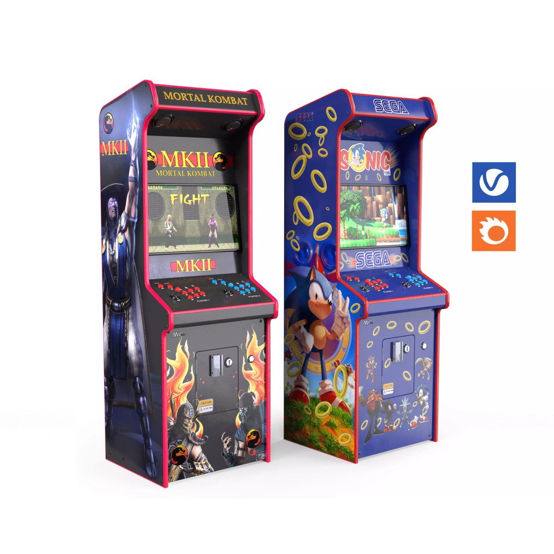 Arcade Machine 3D Model Pack – Low Poly Retro Game Assets, FBX, OBJ - View 2