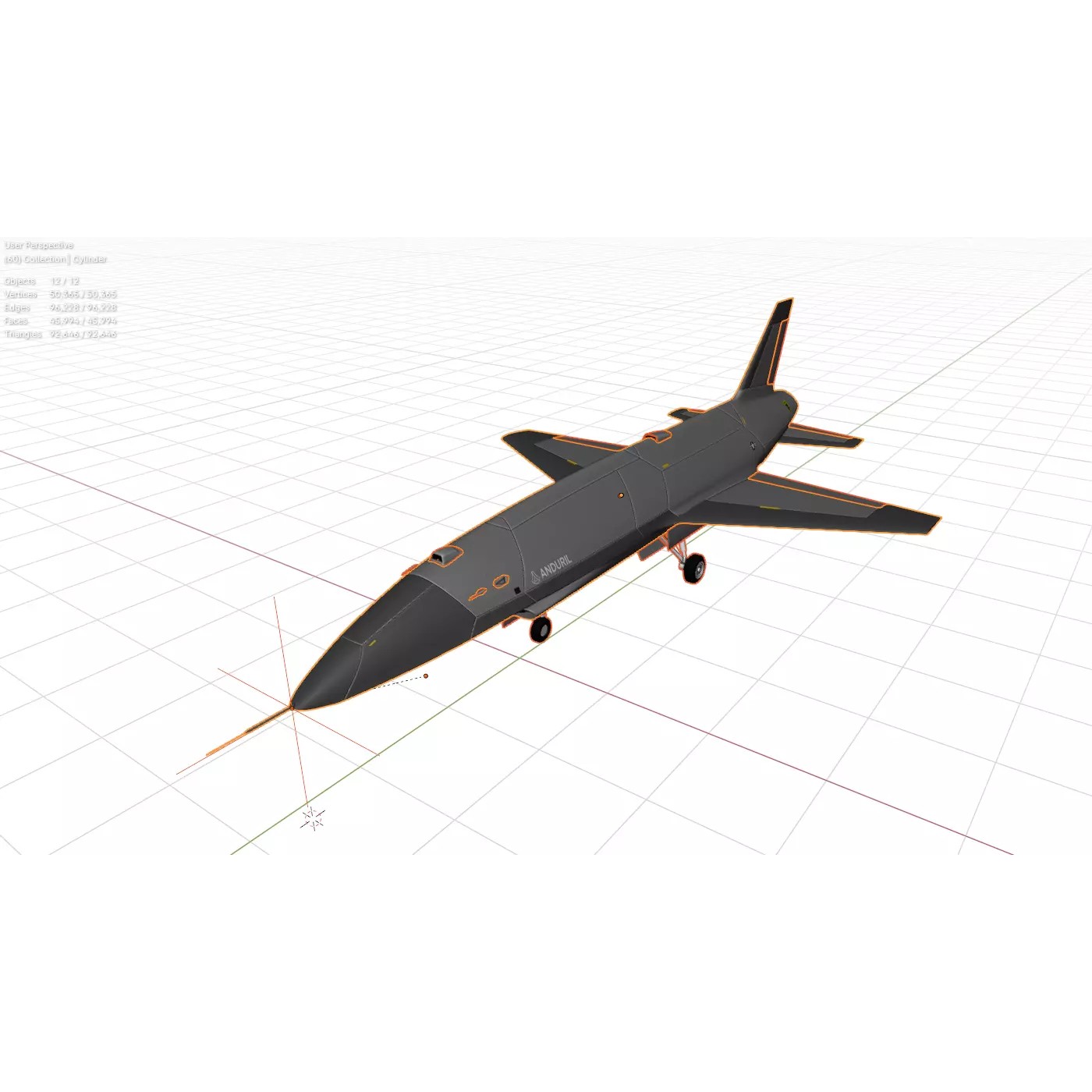 Anduril YFQ-44 Fury - Low-Poly Game-Ready 3D Model - View 5