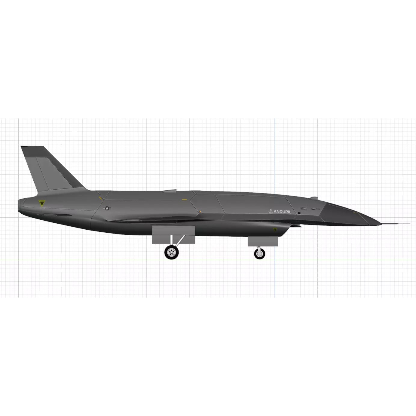 Anduril YFQ-44 Fury - Low-Poly Game-Ready 3D Model - View 9