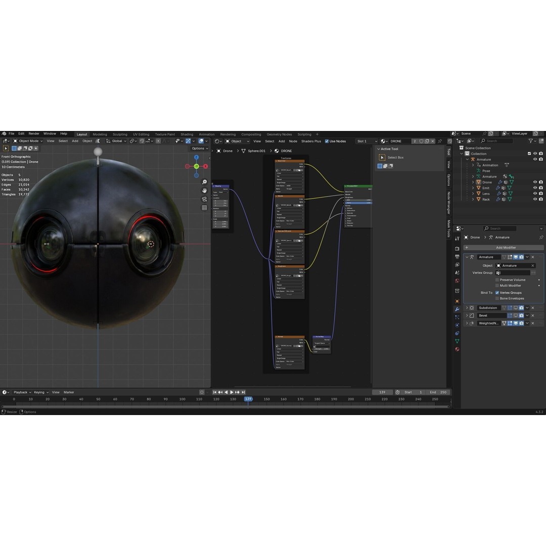 Futuristic Surveillance Drone 3D Model – Low Poly Sci-Fi Asset, FBX - View 13