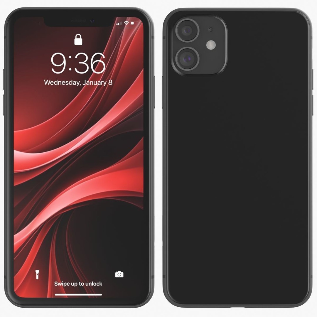 Black Smartphone 3D Model – Modern Mobile Device with PBR Textures