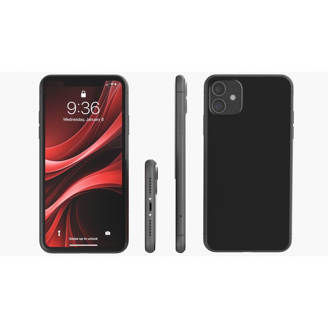 Black Smartphone 3D Model – Modern Mobile Device with PBR Textures - View 11