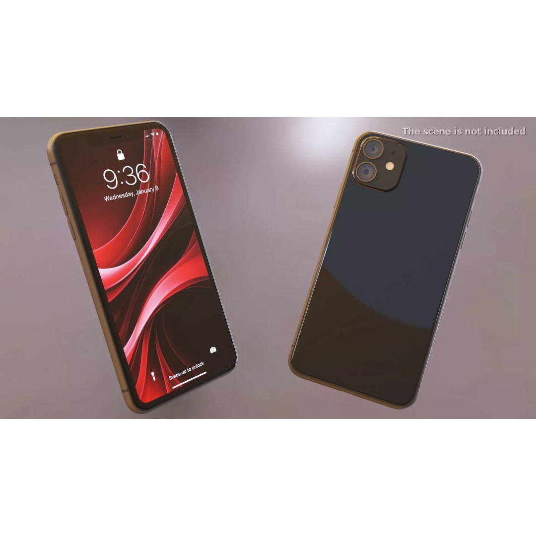 Black Smartphone 3D Model – Modern Mobile Device with PBR Textures - View 2
