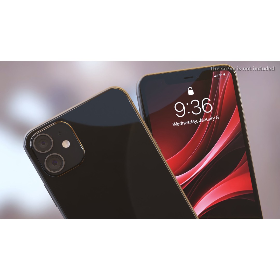 Black Smartphone 3D Model – Modern Mobile Device with PBR Textures - View 4