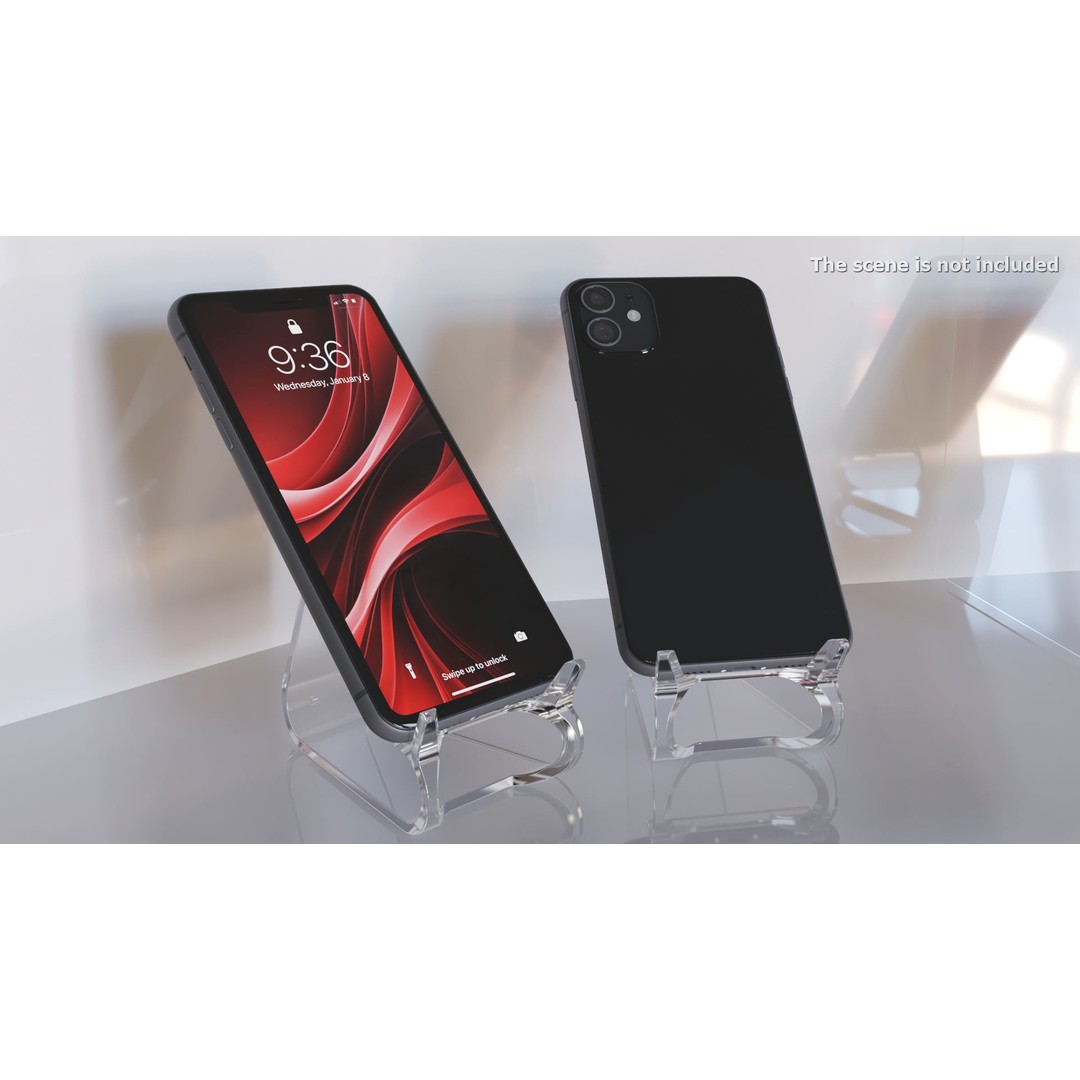 Black Smartphone 3D Model – Modern Mobile Device with PBR Textures - View 6