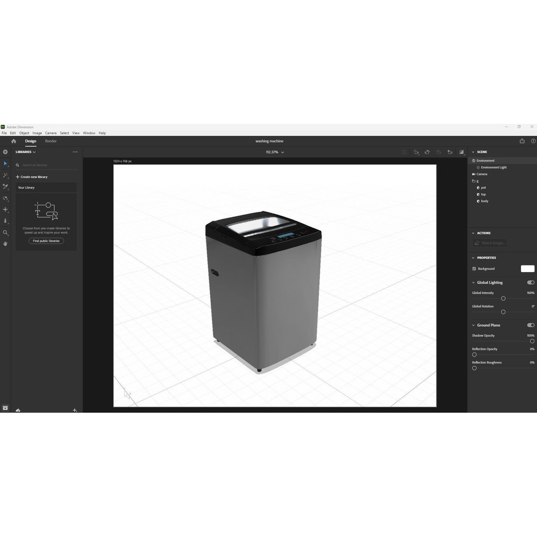 Washing Machine 3D Model – Low Poly Appliance with Textures, FBX, OBJ - View 18