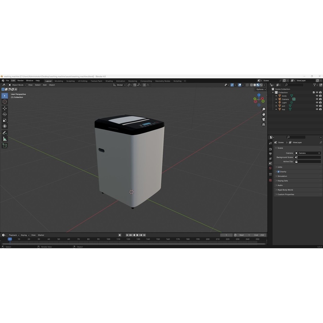 Washing Machine 3D Model – Low Poly Appliance with Textures, FBX, OBJ - View 19