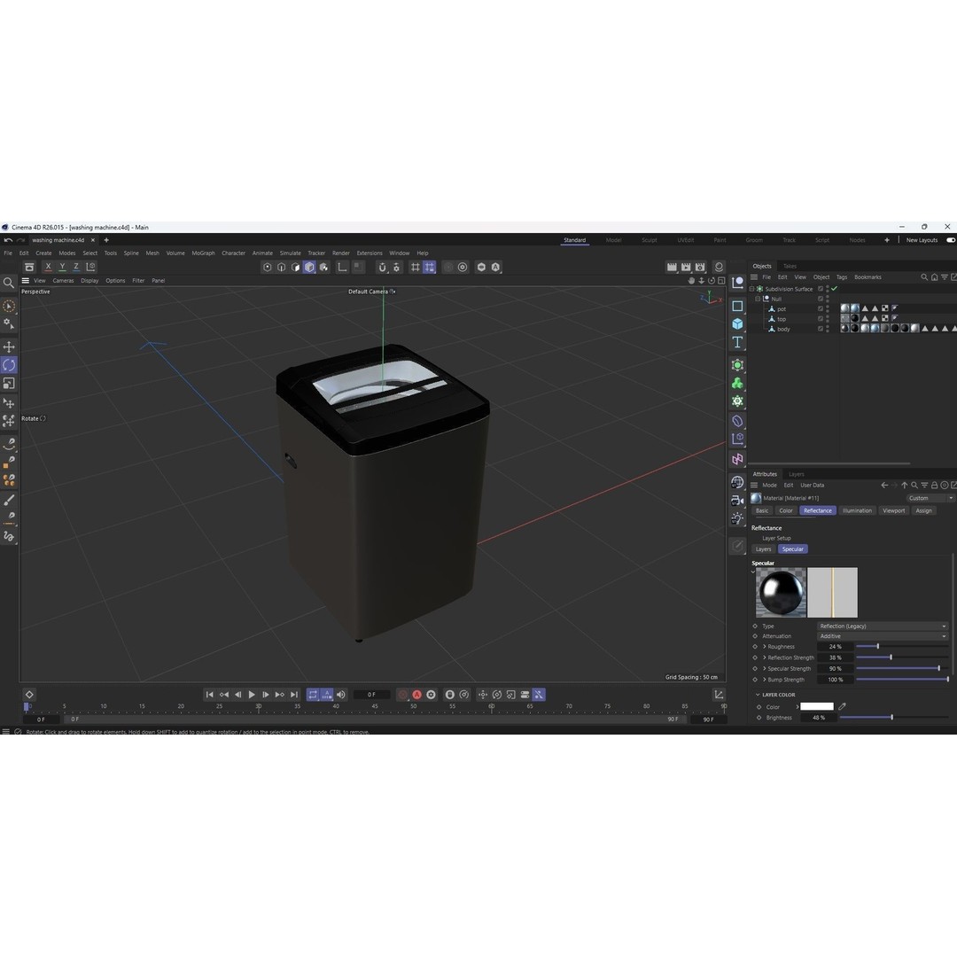 Washing Machine 3D Model – Low Poly Appliance with Textures, FBX, OBJ - View 20