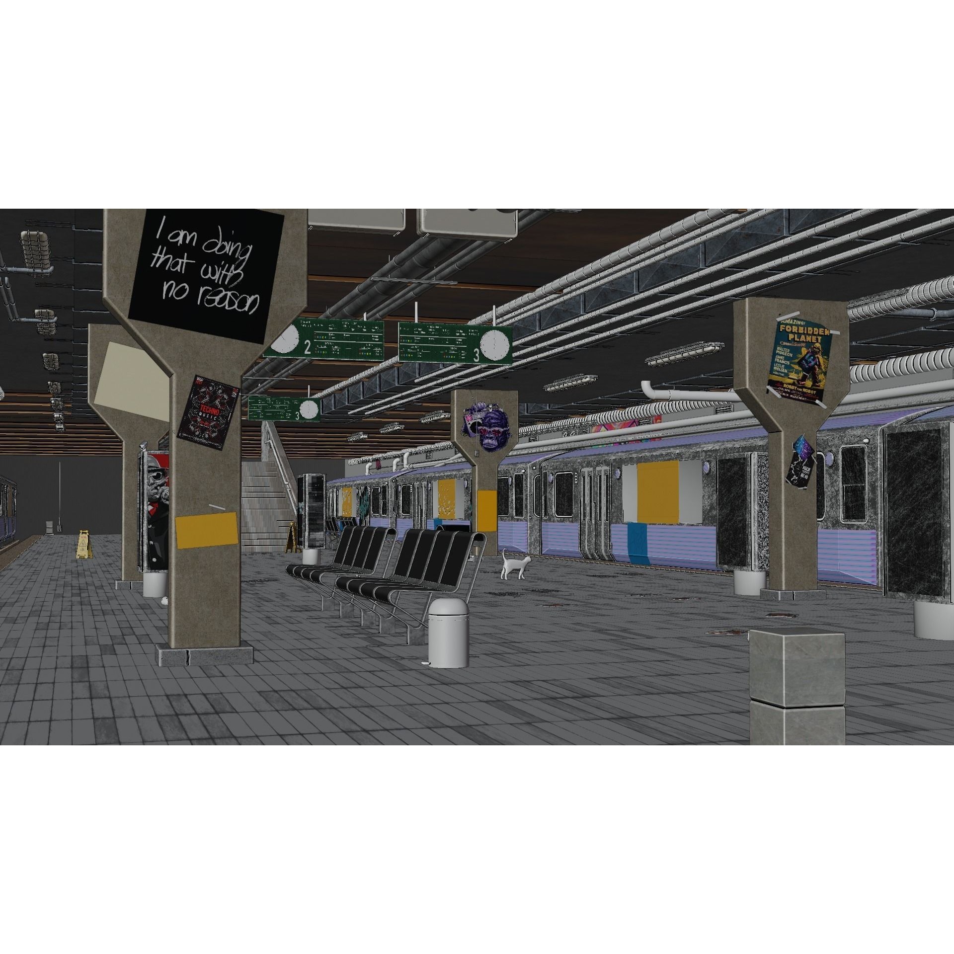 Subway Station Scene - Game-Ready 3D Model - View 9